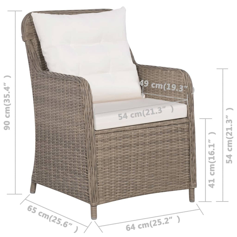 vidaXL 9 Piece Outdoor Dining Set Poly Rattan Brown