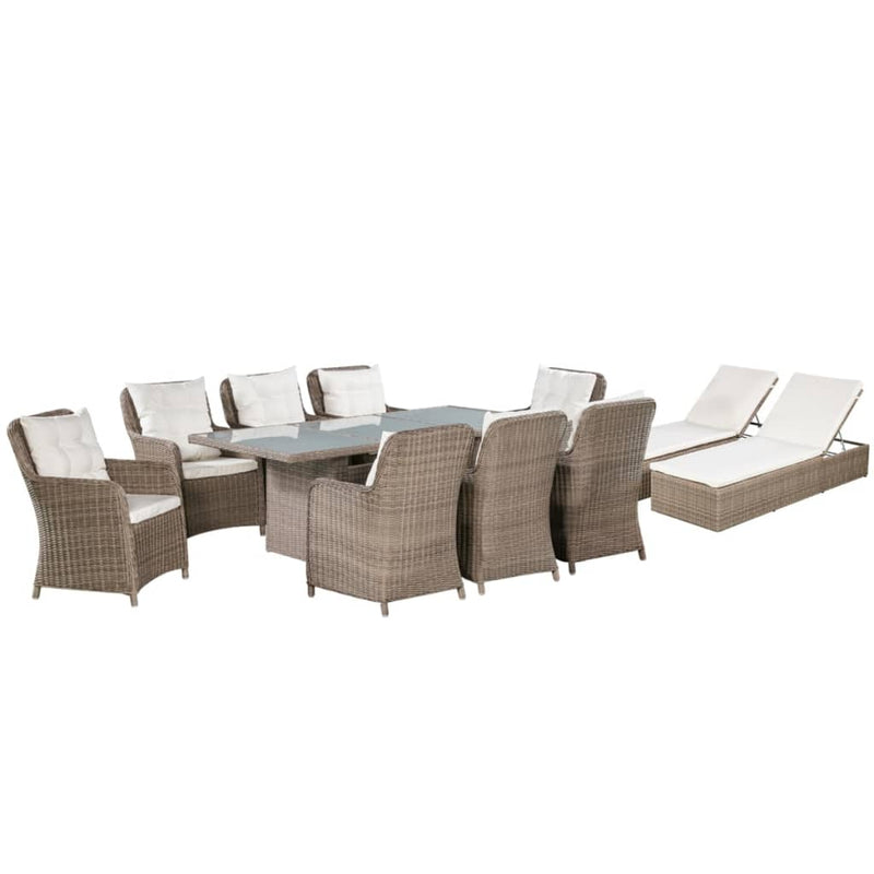 vidaXL 11 Piece Outdoor Dining Set Poly Rattan Brown