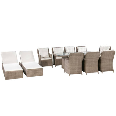 vidaXL 11 Piece Outdoor Dining Set Poly Rattan Brown