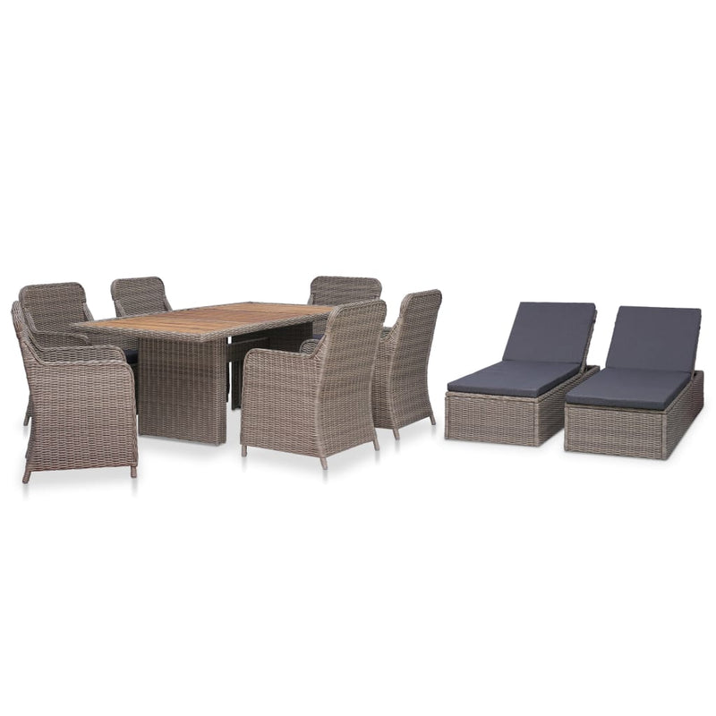 vidaXL 11 Piece Outdoor Dining Set Poly Rattan