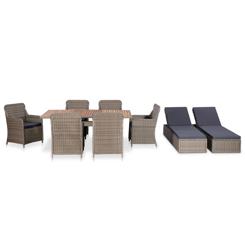 vidaXL 11 Piece Outdoor Dining Set Poly Rattan