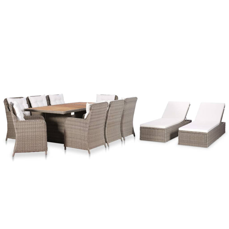 vidaXL 11 Piece Outdoor Dining Set Poly Rattan