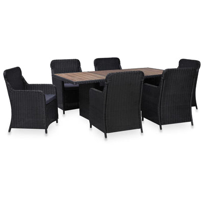vidaXL 9 Piece Outdoor Dining Set Poly Rattan Black
