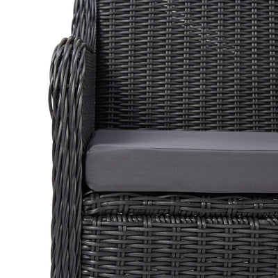vidaXL 7 Piece Outdoor Dining Set Poly Rattan Black