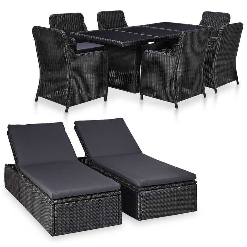 vidaXL 11 Piece Outdoor Dining Set Poly Rattan Black