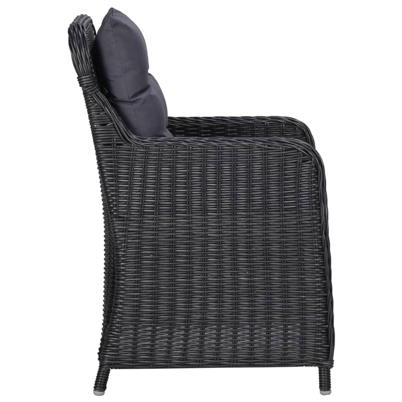 vidaXL 11 Piece Outdoor Dining Set Poly Rattan Black