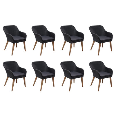 vidaXL 7 Piece Outdoor Dining Set with Cushions Poly Rattan Black