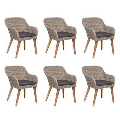 vidaXL 7 Piece Outdoor Dining Set with Cushions Poly Rattan