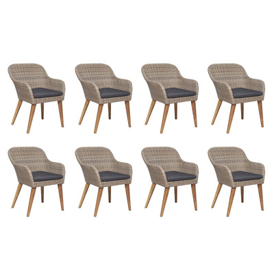 vidaXL 7 Piece Outdoor Dining Set with Cushions Poly Rattan