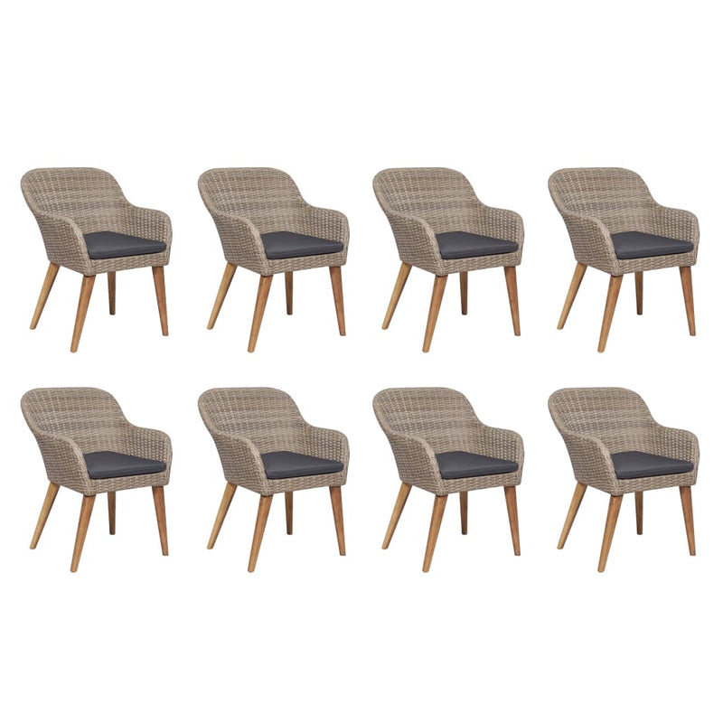 vidaXL 7 Piece Outdoor Dining Set with Cushions Poly Rattan