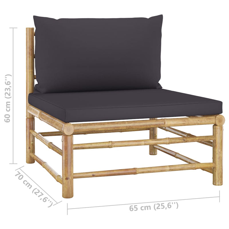 vidaXL 2 Piece Garden Lounge Set with Dark Grey Cushions Bamboo