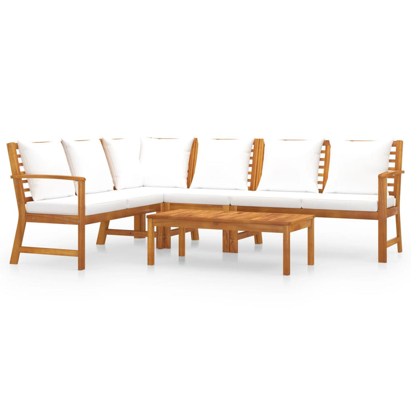 vidaXL 5 Piece Garden Lounge Set with Cushion Cream Solid Acacia Wood