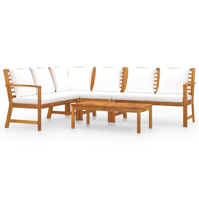 vidaXL 5 Piece Garden Lounge Set with Cushion Cream Solid Acacia Wood