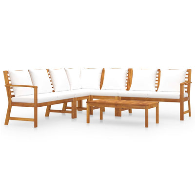 vidaXL 6 Piece Garden Lounge Set with Cushion Cream Solid Acacia Wood