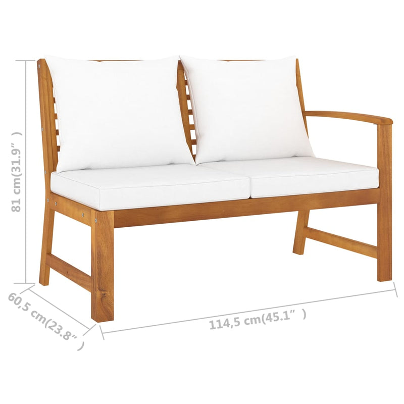 vidaXL 6 Piece Garden Lounge Set with Cushion Cream Solid Acacia Wood