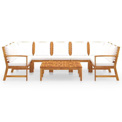 vidaXL 9 Piece Garden Lounge Set with Cushion Cream Solid Acacia Wood