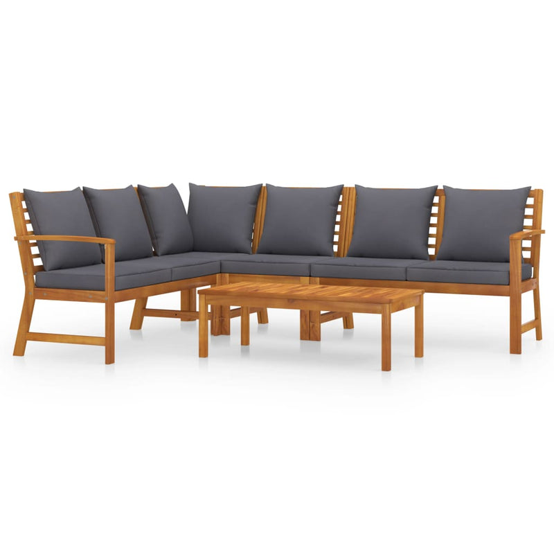vidaXL 5 Piece Garden Lounge Set with Cushion Cream Solid Acacia Wood