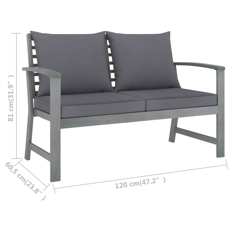 vidaXL 5 Piece Garden Lounge Set with Cushion Solid Acacia Wood Grey