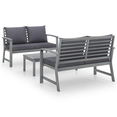 vidaXL 5 Piece Garden Lounge Set with Cushion Solid Acacia Wood Grey