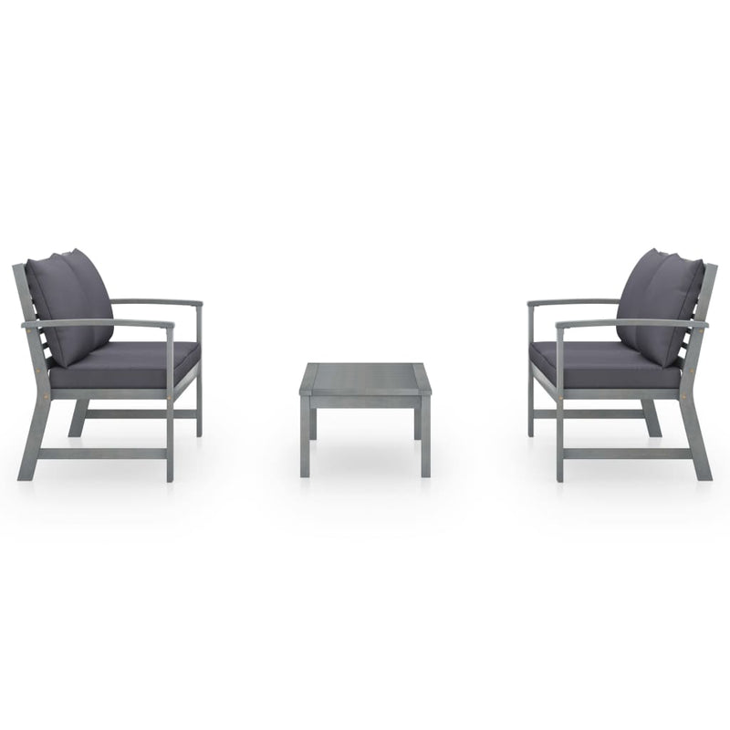 vidaXL 5 Piece Garden Lounge Set with Cushion Solid Acacia Wood Grey