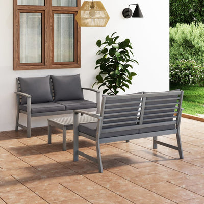 vidaXL 5 Piece Garden Lounge Set with Cushion Solid Acacia Wood Grey