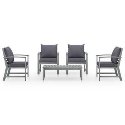 vidaXL 5 Piece Garden Lounge Set with Cushion Solid Acacia Wood Grey