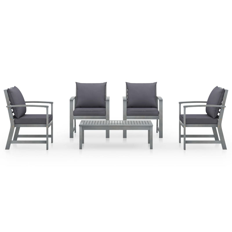 vidaXL 5 Piece Garden Lounge Set with Cushion Solid Acacia Wood Grey