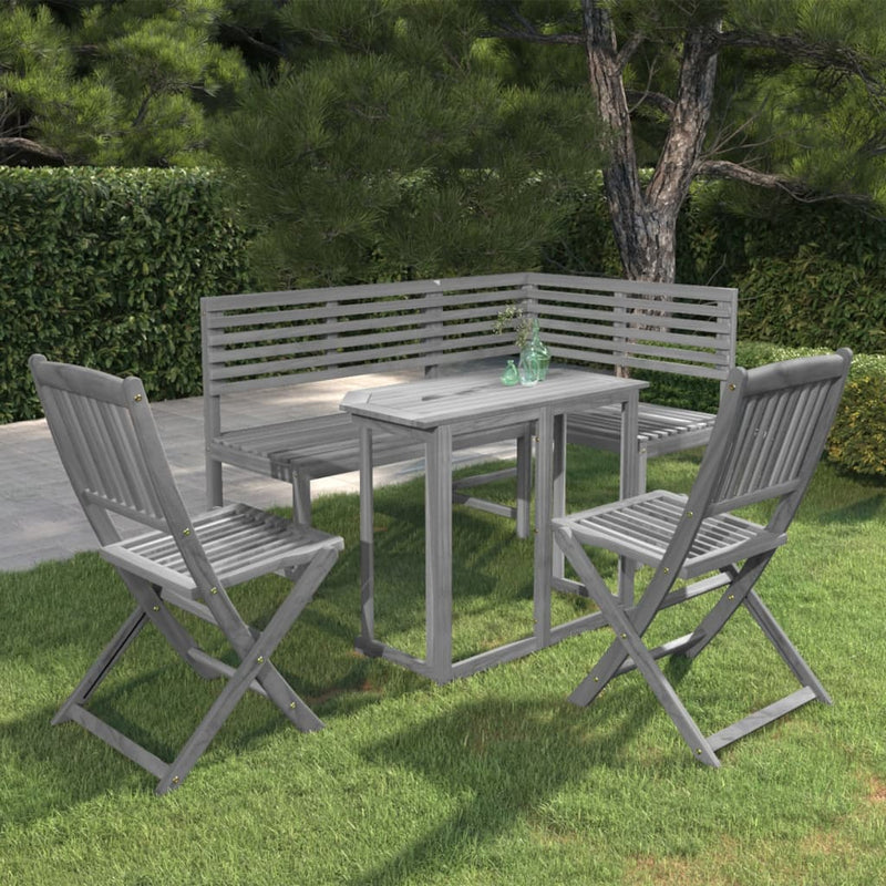 vidaXL 4 Piece Bistro Set Solid Acacia Wood Grey