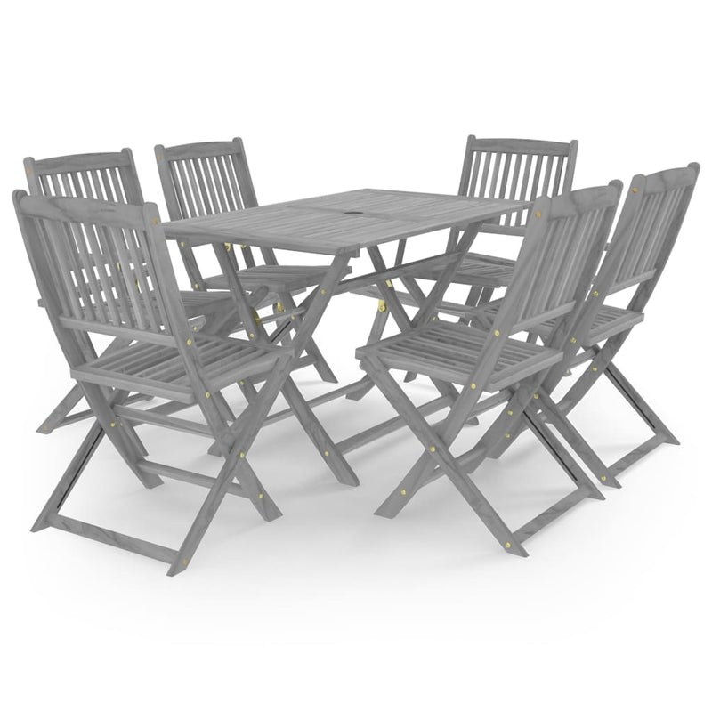 vidaXL 5 Piece Garden Dining Set Solid Acacia Wood Grey