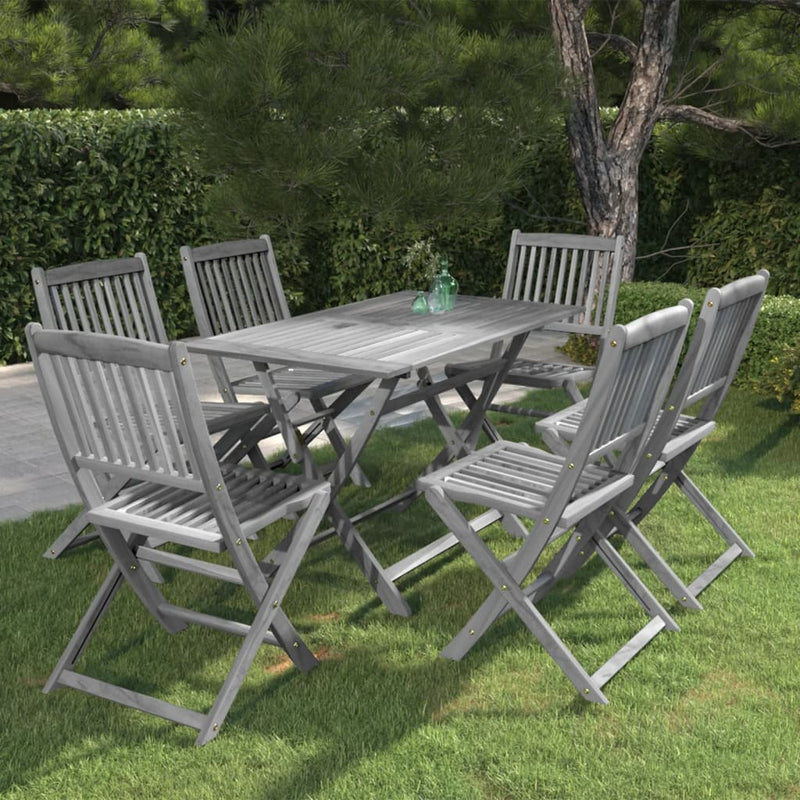 vidaXL 5 Piece Garden Dining Set Solid Acacia Wood Grey