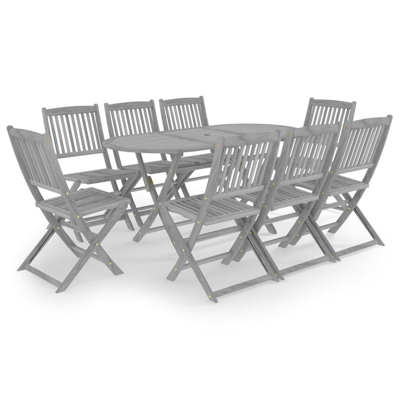 vidaXL 5 Piece Garden Dining Set Solid Acacia Wood Grey