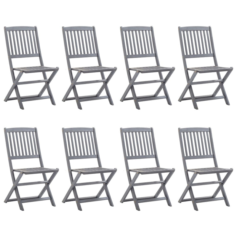 vidaXL 5 Piece Garden Dining Set Solid Acacia Wood Grey