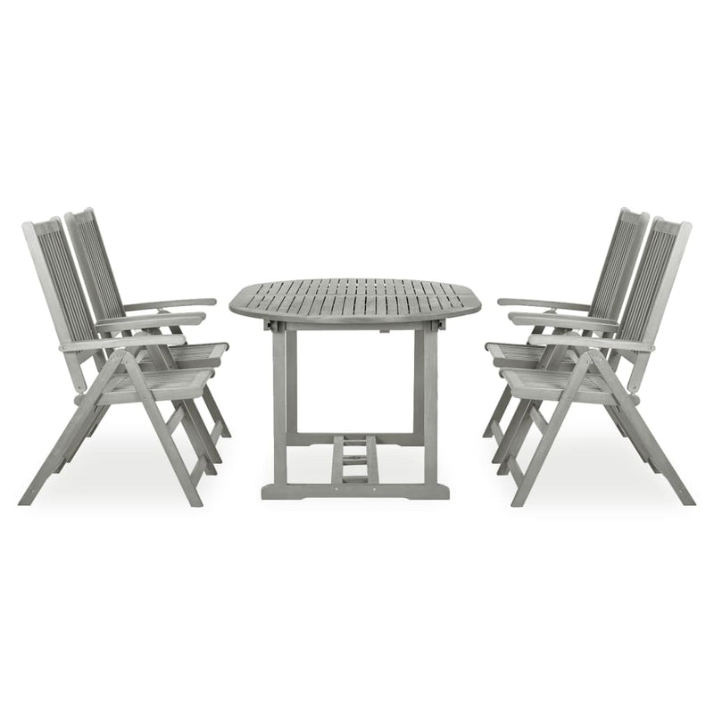 vidaXL 5 Piece Garden Dining Set Solid Wood Acacia Grey