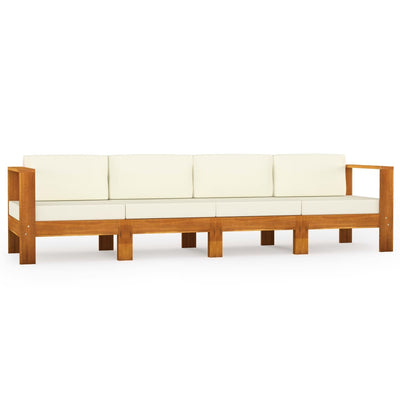 vidaXL 4-Seater Garden Sofa with Dark Grey Cushions Acacia Wood