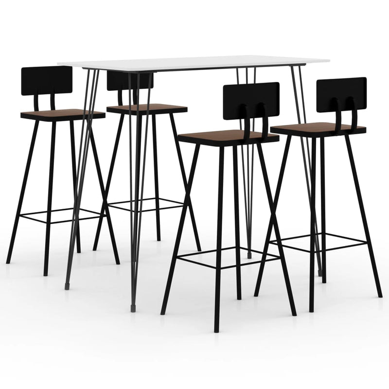 vidaXL 5 Piece Bar Set Black