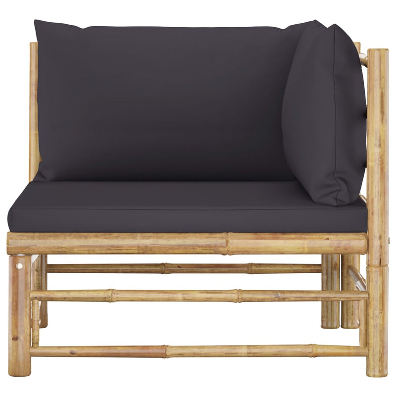 vidaXL 2 Piece Garden Lounge Set with Dark Grey Cushions Bamboo