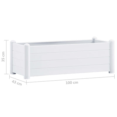 vidaXL Garden Raised Bed PP White 43x43x35 cm