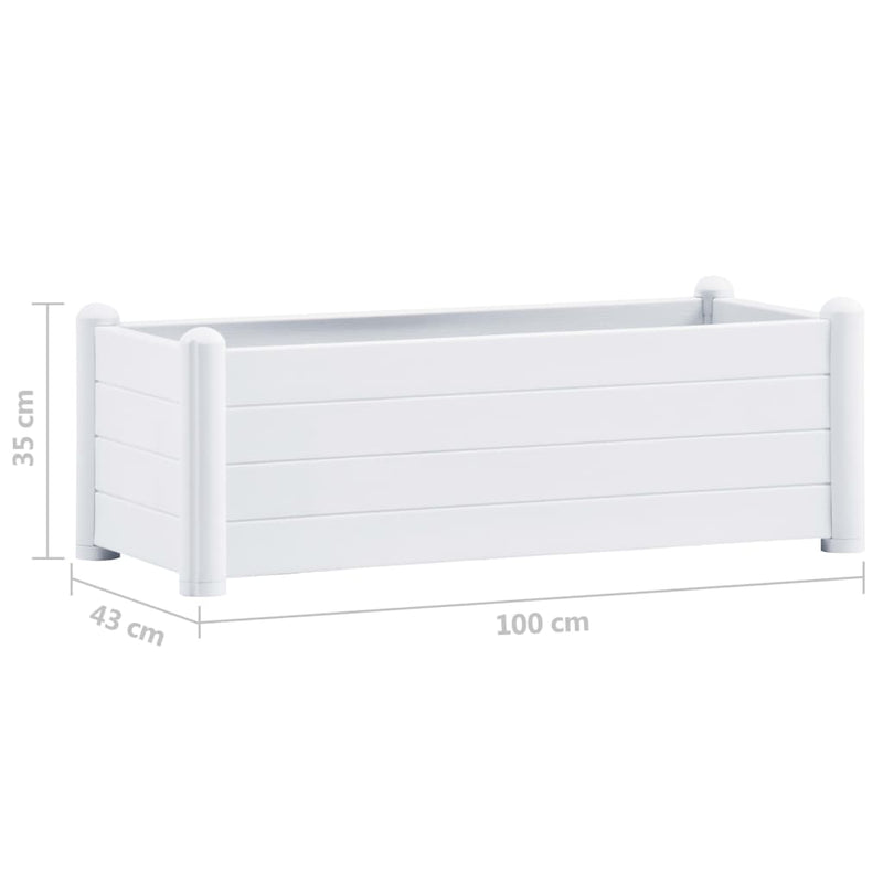 vidaXL Garden Raised Bed PP White 43x43x35 cm