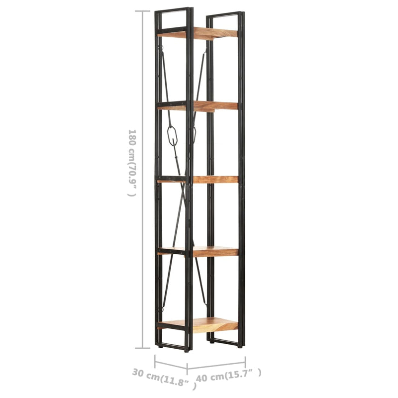 vidaXL 5-Tier Bookcase 40x30x180 cm Solid Acacia Wood