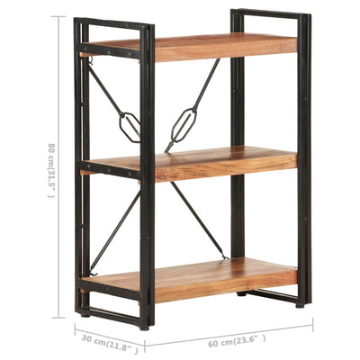 vidaXL 3-Tier Bookcase 140x30x80 cm Solid Acacia Wood