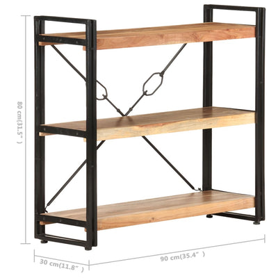 vidaXL 3-Tier Bookcase 140x30x80 cm Solid Acacia Wood