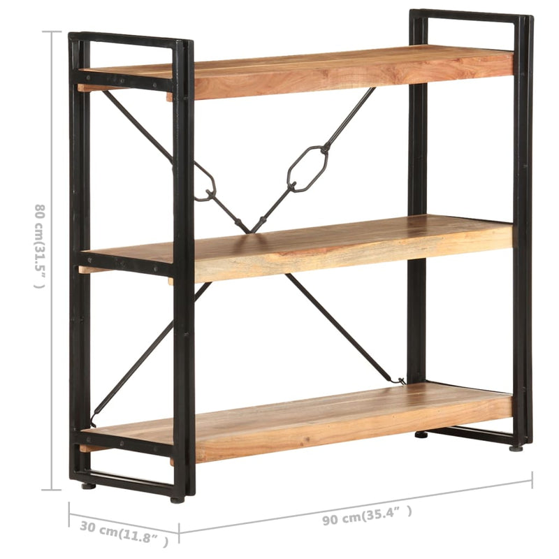 vidaXL 3-Tier Bookcase 140x30x80 cm Solid Acacia Wood