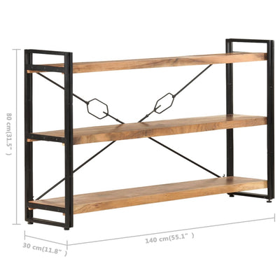 vidaXL 3-Tier Bookcase 140x30x80 cm Solid Acacia Wood