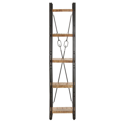 vidaXL 5-Tier Bookcase Black 60x30x180 cm Solid Mango Wood