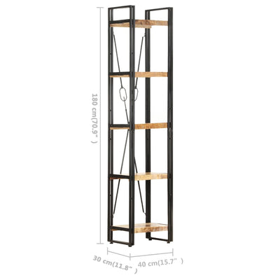 vidaXL 5-Tier Bookcase Black 60x30x180 cm Solid Mango Wood