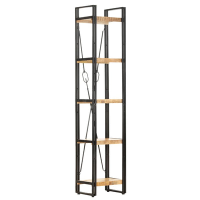 vidaXL 5-Tier Bookcase Black 60x30x180 cm Solid Mango Wood