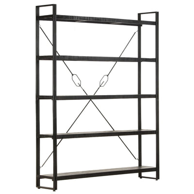 vidaXL 5-Tier Bookcase Black 60x30x180 cm Solid Mango Wood
