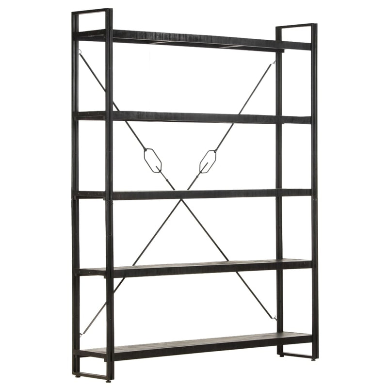 vidaXL 5-Tier Bookcase Black 60x30x180 cm Solid Mango Wood