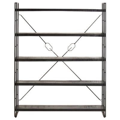 vidaXL 5-Tier Bookcase Black 60x30x180 cm Solid Mango Wood