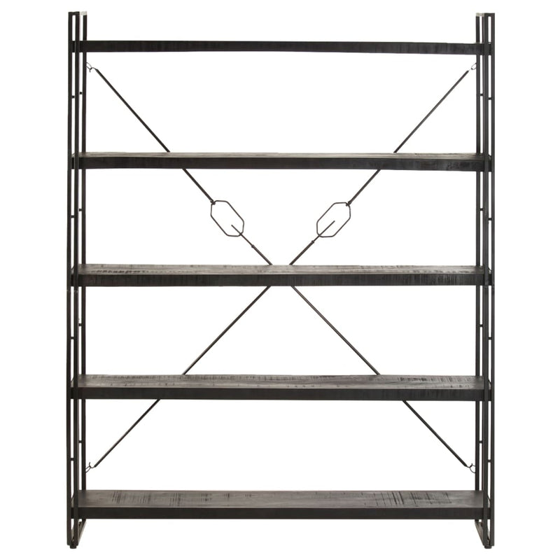 vidaXL 5-Tier Bookcase Black 60x30x180 cm Solid Mango Wood